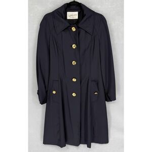 Vintage Youthcraft Coat Womens Medium Navy‎ Gold Button Dress Trench 60s Mod